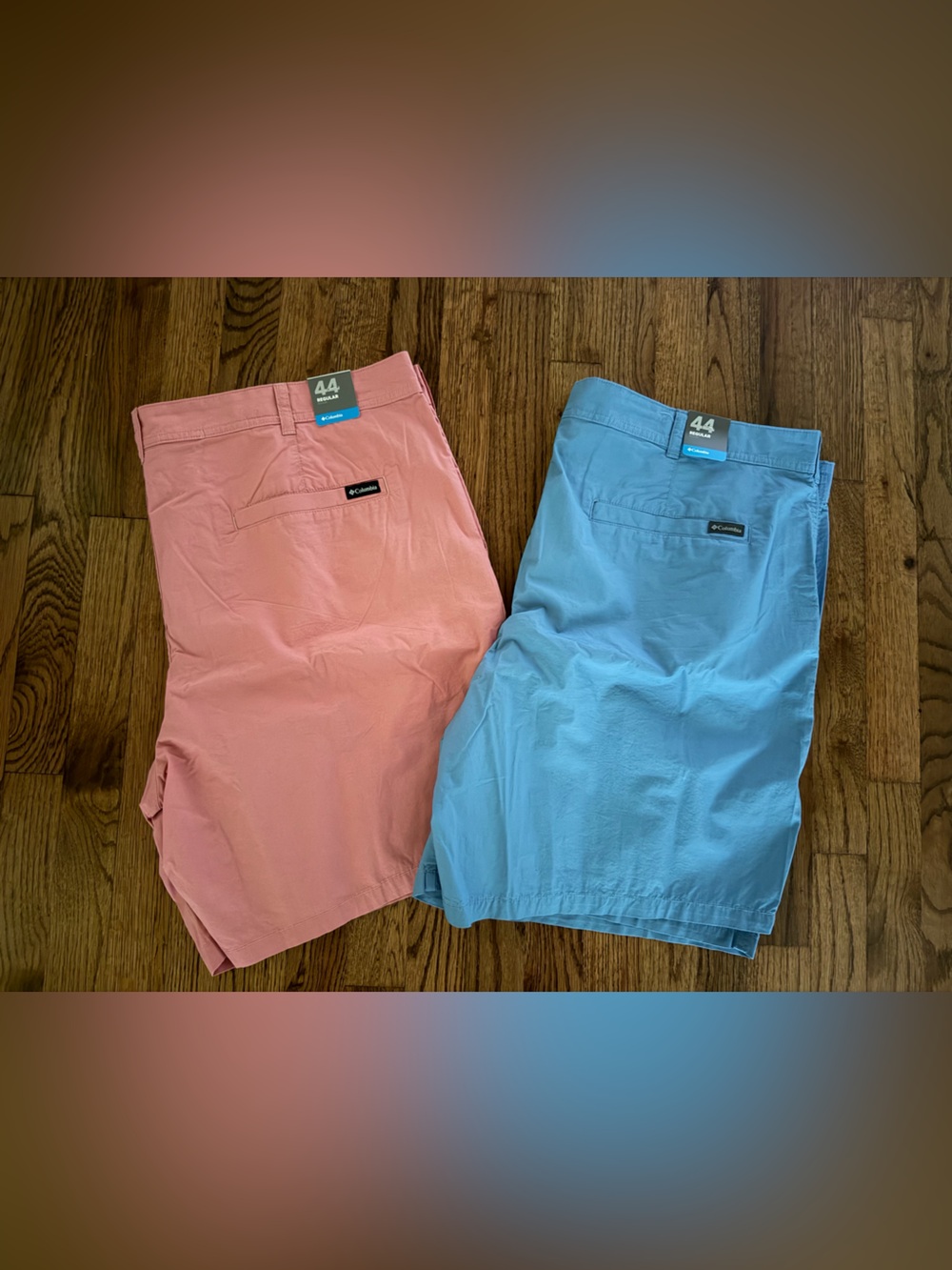 Columbia Men's Pink & Sky Blue Flat front Shorts NWT Size 44 😎